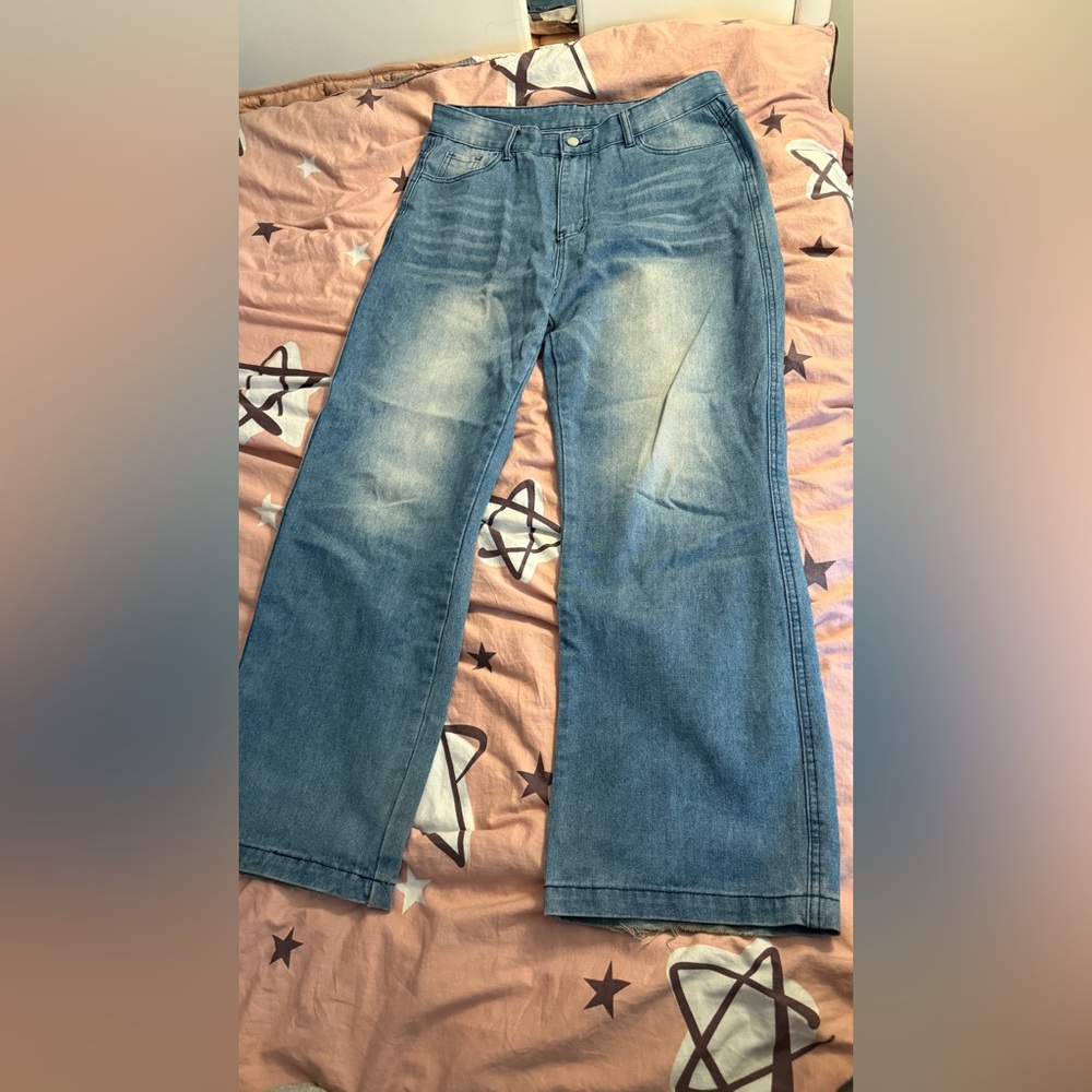 Stylish Blue Wide-Leg Jeans